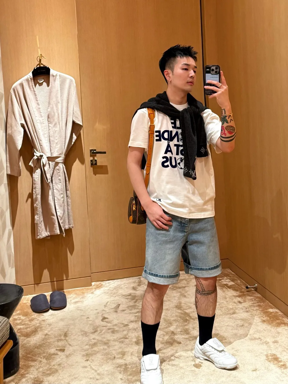 Louis Vuitton/Louis Vuitton 25ss earth flocked short sleeves